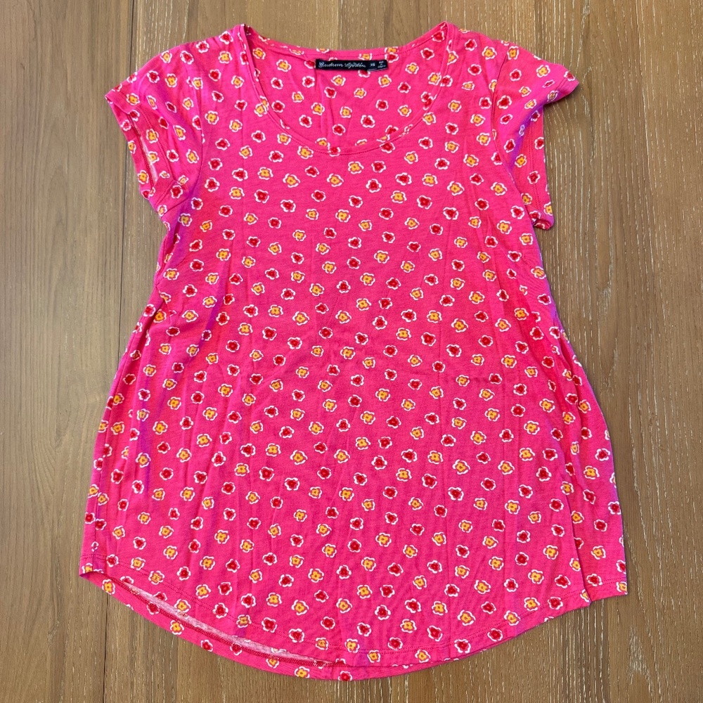 Gudrun Sjödén “Himmel” Top – Hibiscus Print – XS – Organic Cotton & Modal